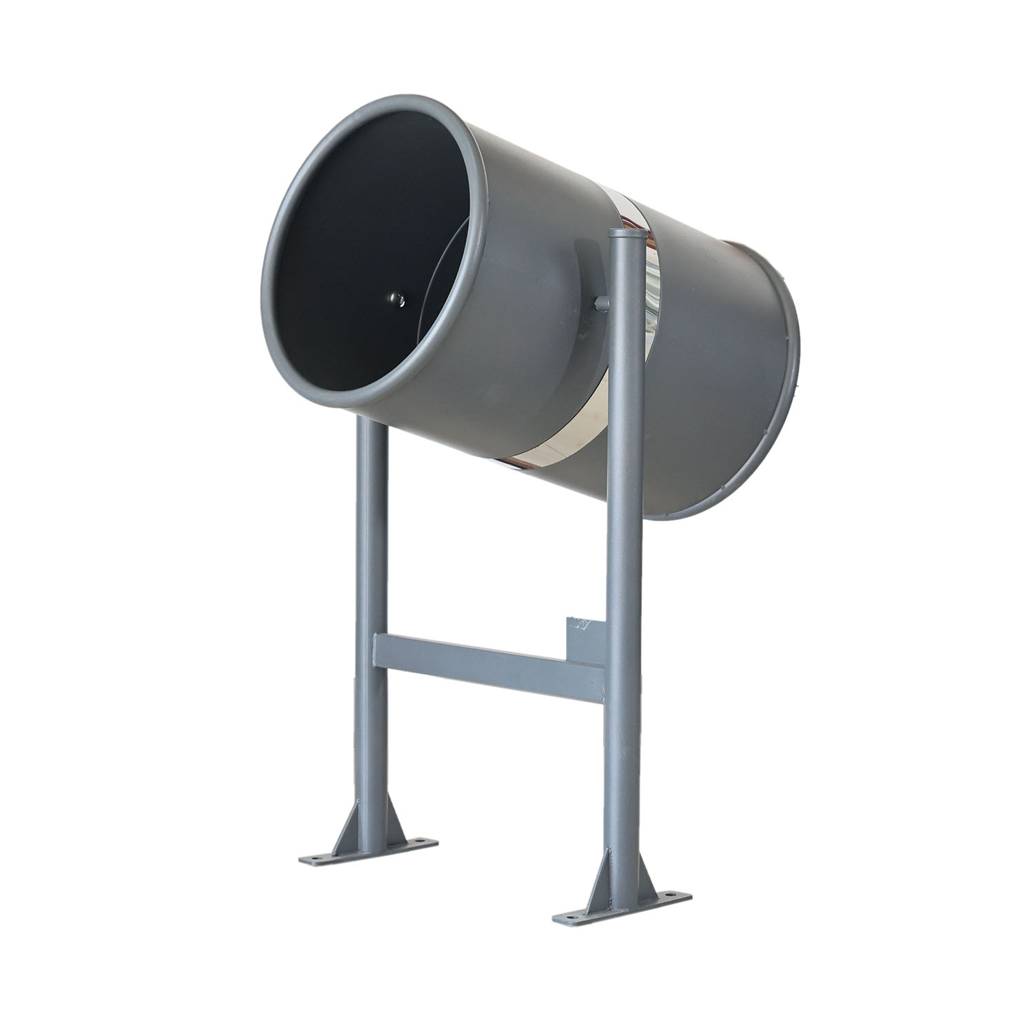 Papelera metálica cilíndrica Lisa Anillox en acero galvanizado color oxirón con anillo decorativo de acero inoxidable.