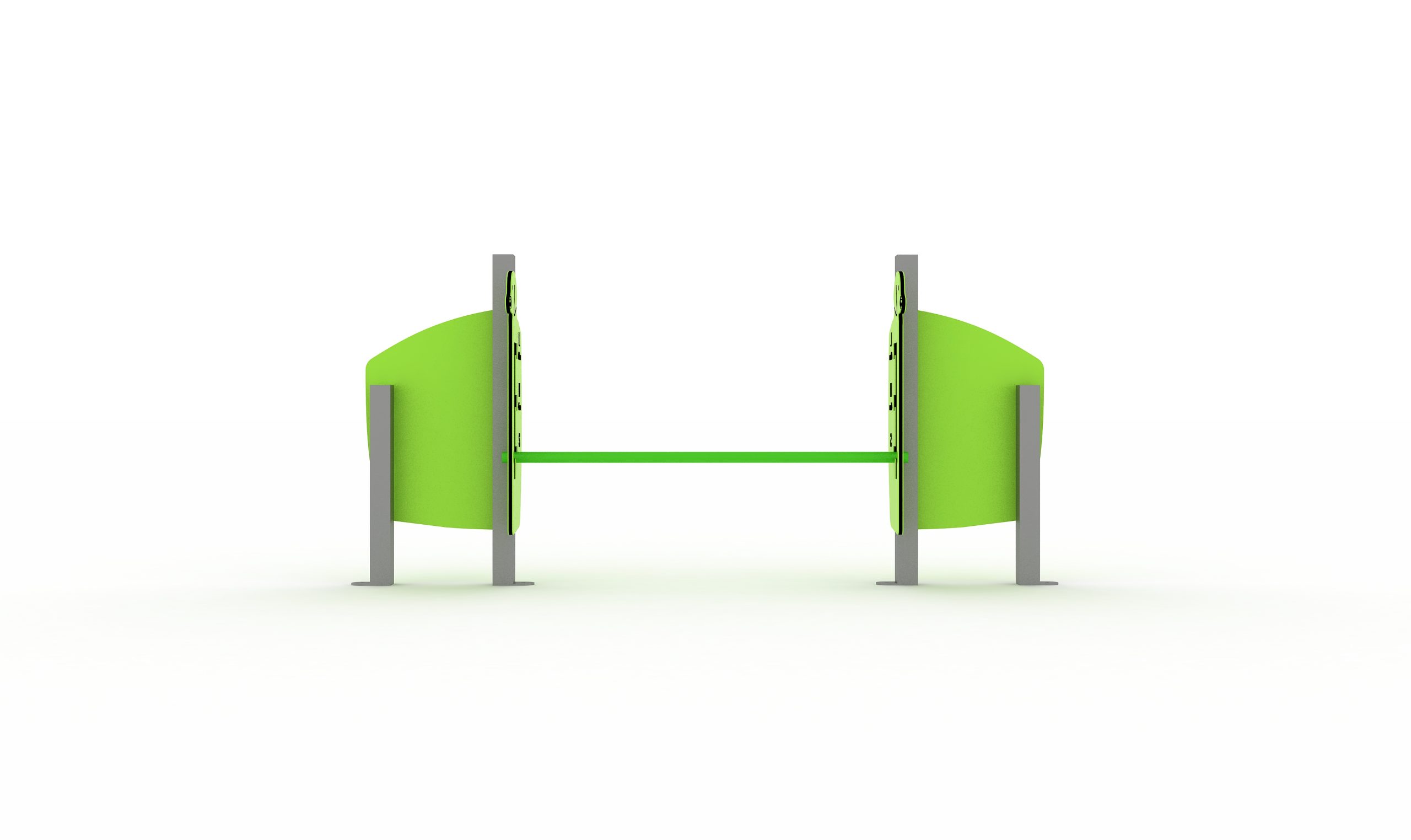 Valla de salto para perros con dos paneles verticales y barra ajustable en altura, ideal para agility y parques caninos.