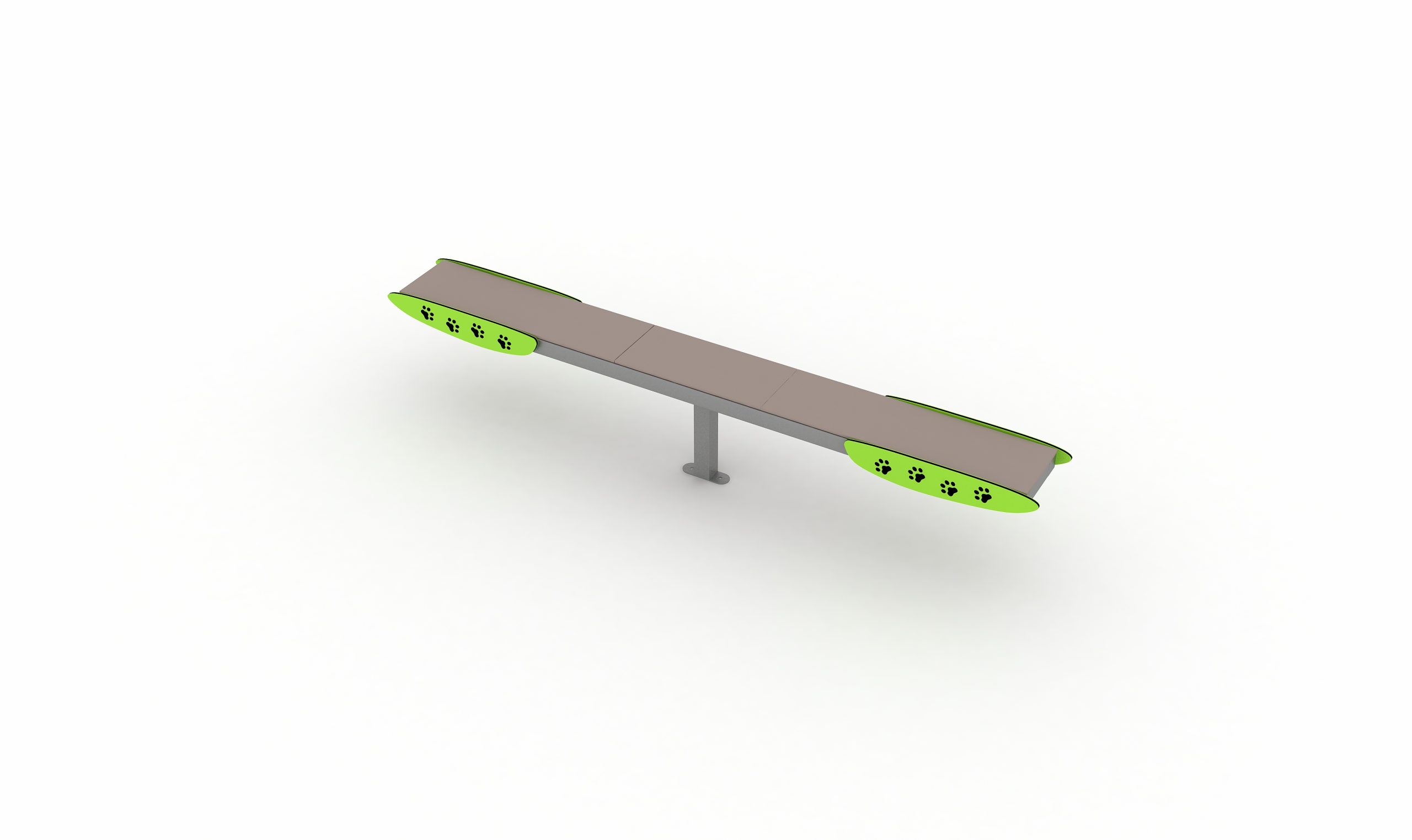 Balancín canino ajustable para entrenamiento y juego de perros, con plataforma oscilante y soporte central.